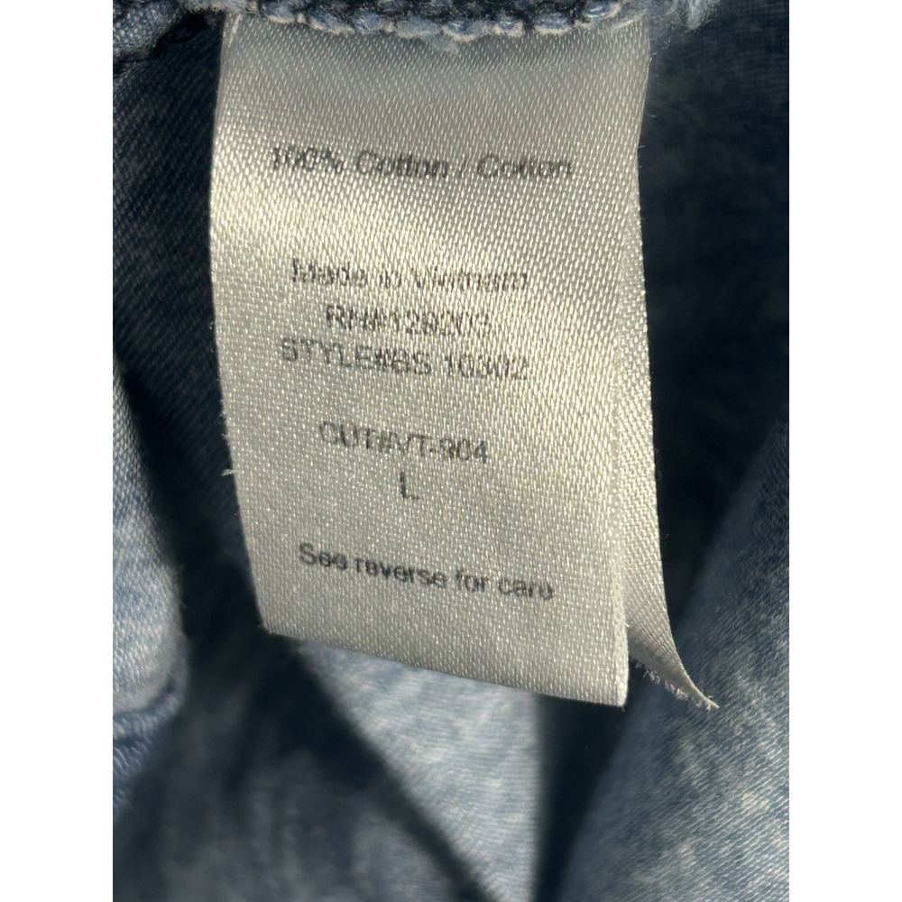 Vanity‎ Acid Wash Denim Western Snap Front Shirt Light Wash 100% Cotton Large - Picture 5 of 11